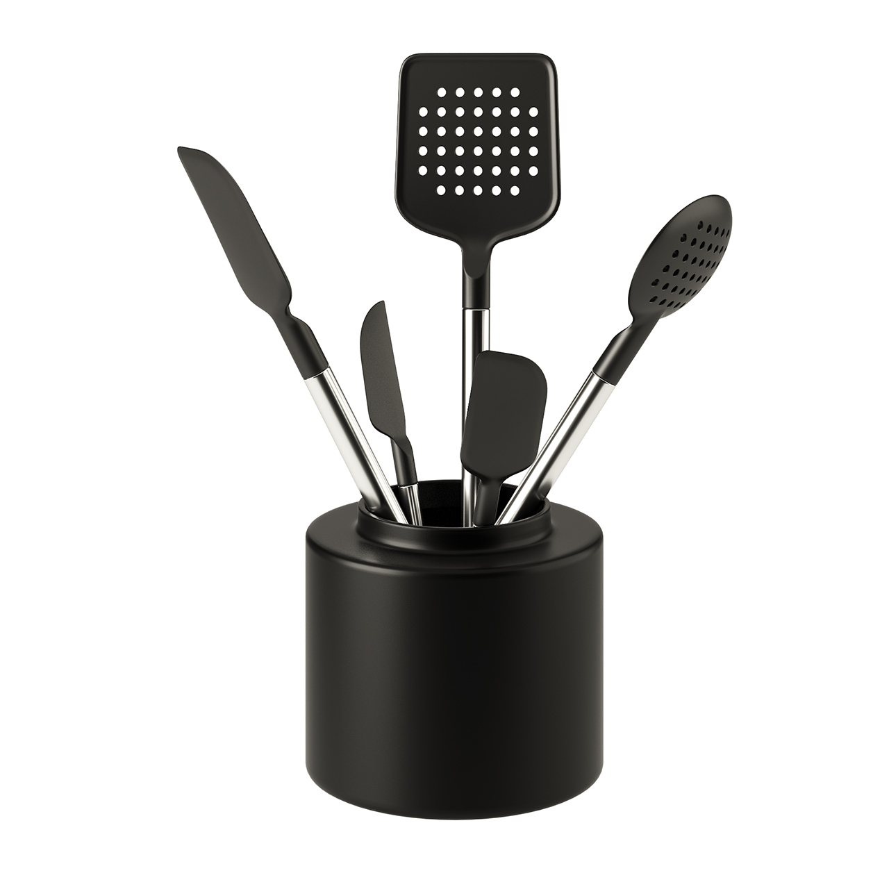 Black Silicone & Steel Utensils by Crate & Barrel