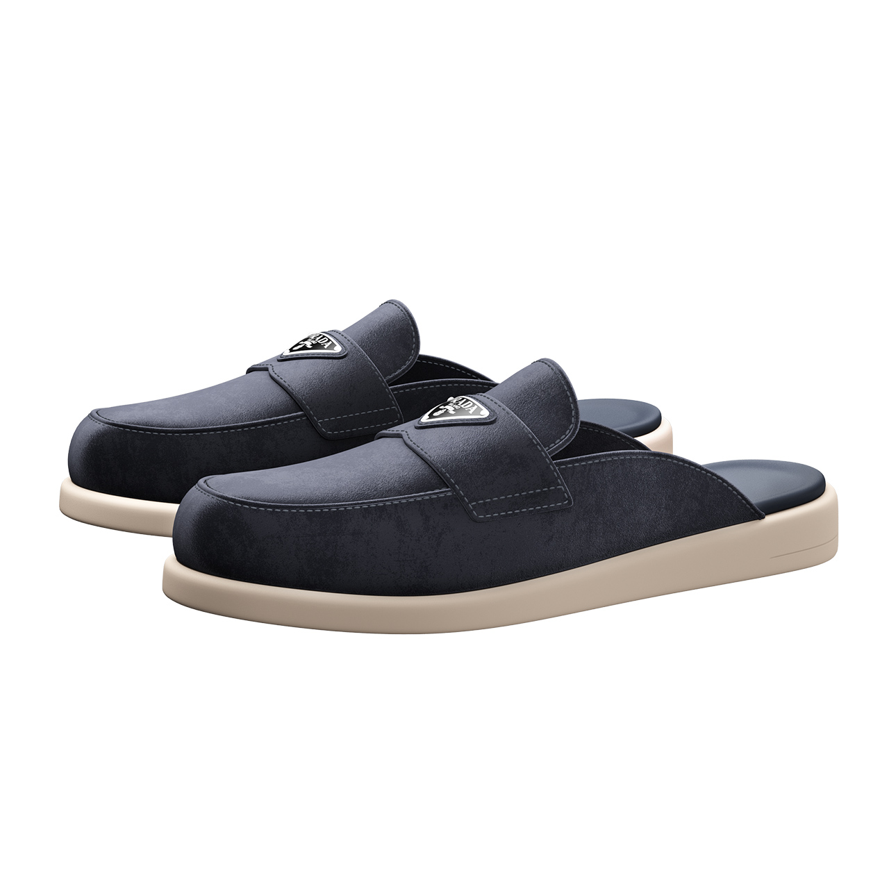 Suede Men Slip-on Slippers by Prada