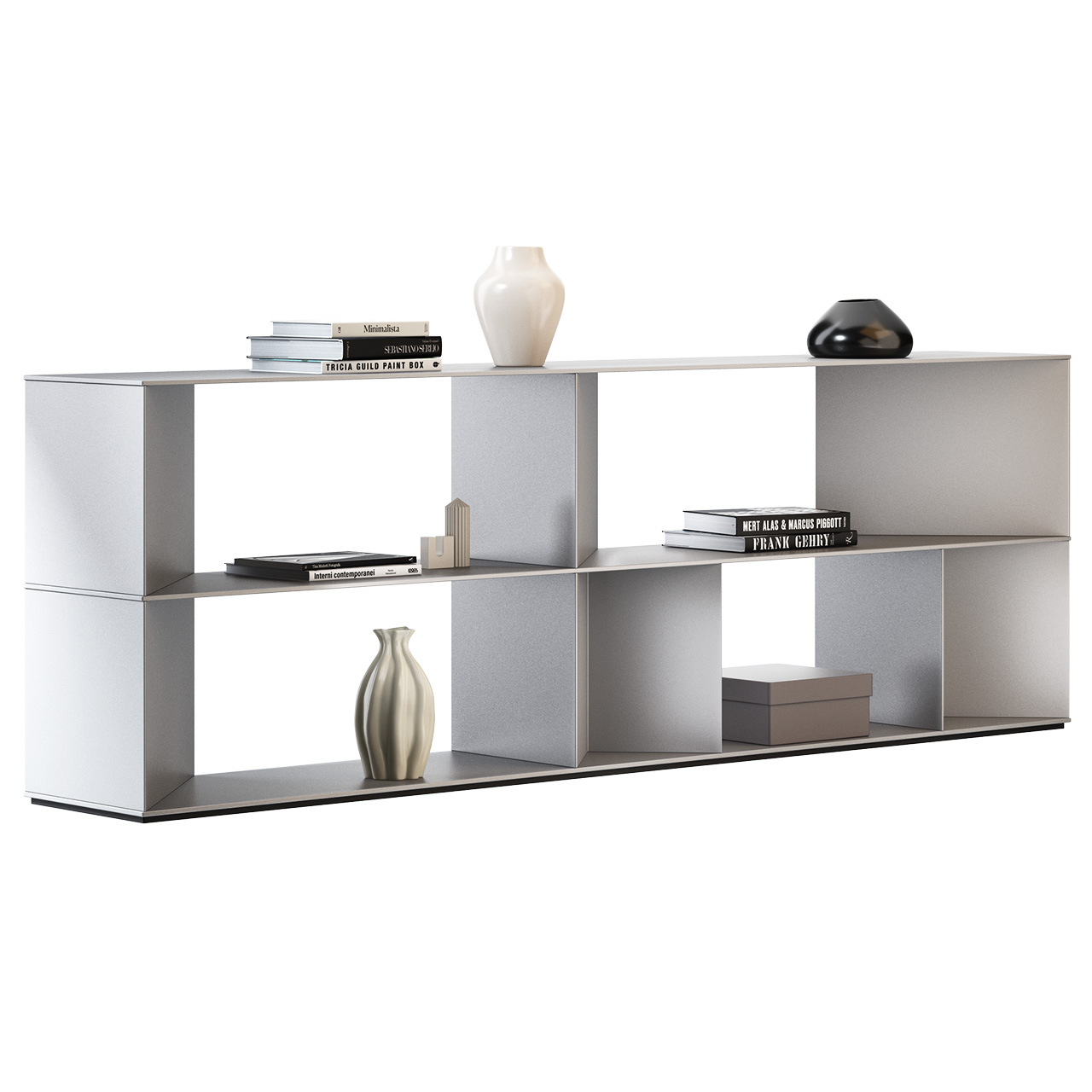 Ryo Aluminium Medium Open Bookcase by Porro